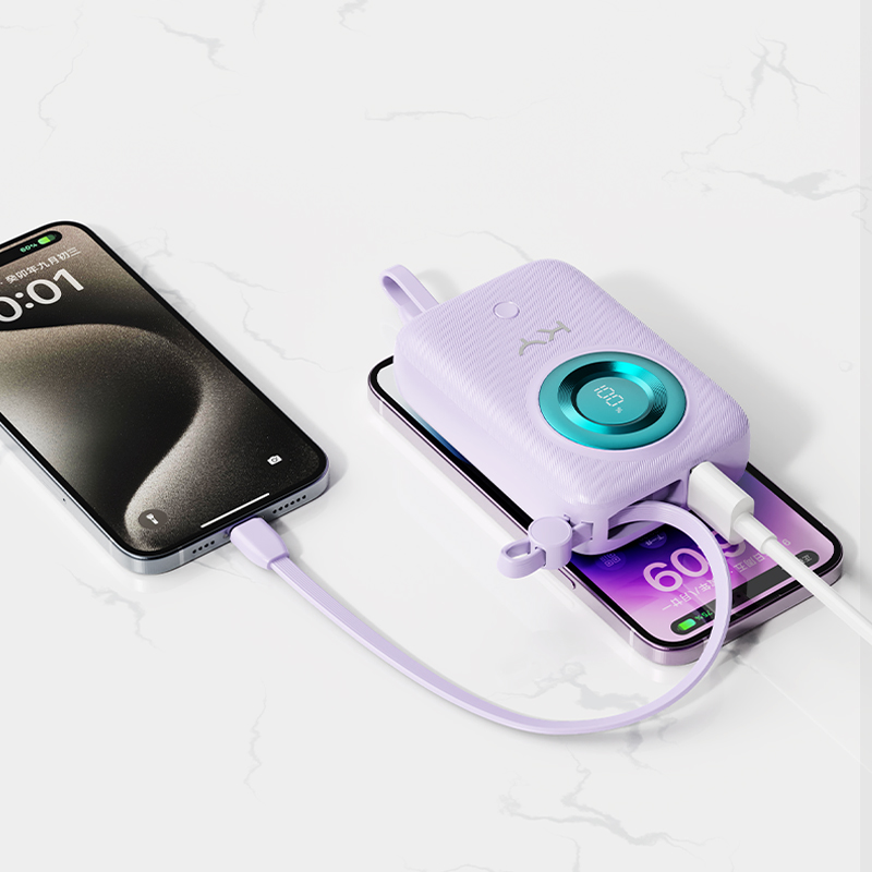 KY PN58 10000mAh Mini Built-in Cable Power Bank 22.5W+PD20W